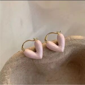 Heart-Shaped Pink and Gold Earrings